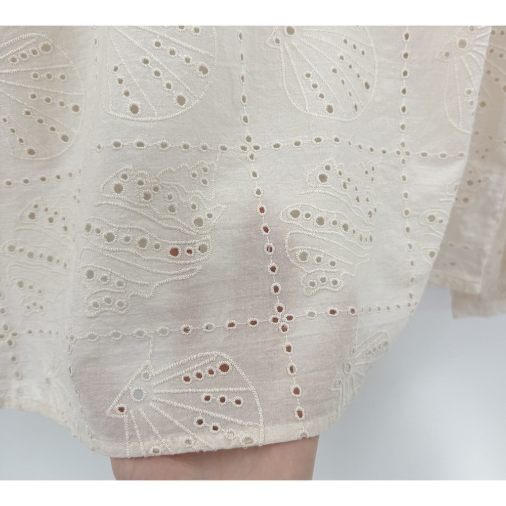 NWT Universal Thread Ivory Balloon Sleeve Eyelet Popover Blouse Sz M Boho Preppy - Picture 6 of 9